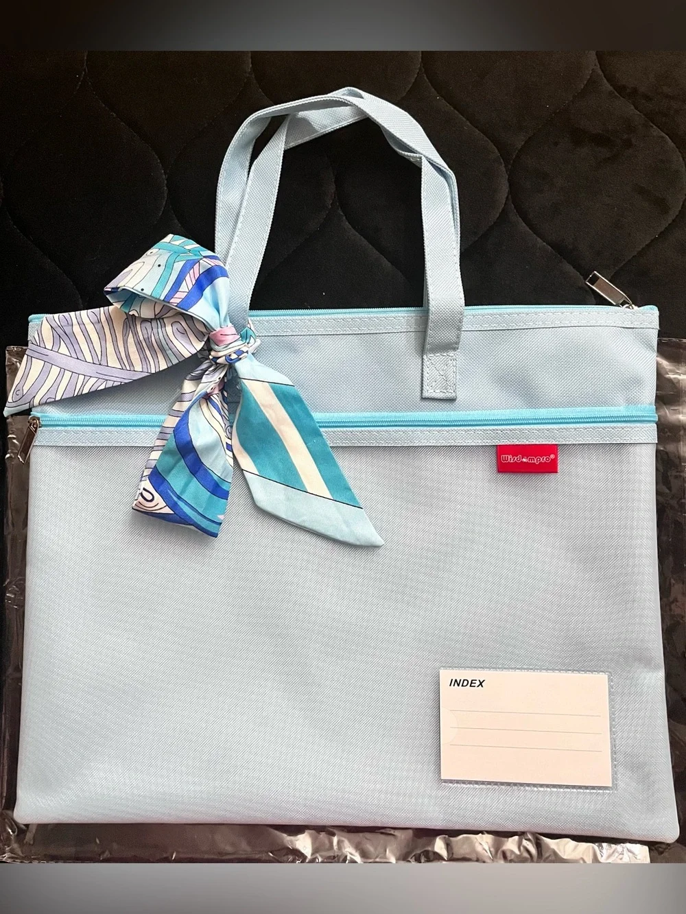 3 Pocket Zipper School, Office or Laptop Tote w/ Handles, FREE Scarf Included